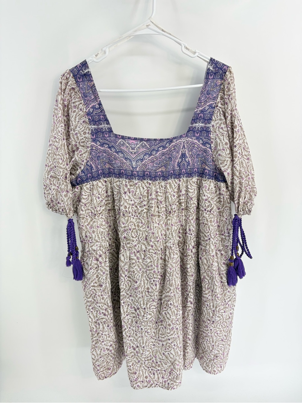 Harni The Label Boho Short Sleeve Mini Babydoll Dress - Small